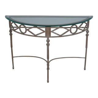 Modern Design Glass Top Iron Base Console Table For Sale