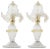 Transparent Murano Glass Table Lamps with Artistic Golden Artistic Decorations, Italy, Set of 2 For Sale