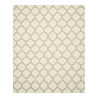 10x14 Maya Moroccan Ivory Geometric Modern Flatweave Wool Carpet Rug For Sale