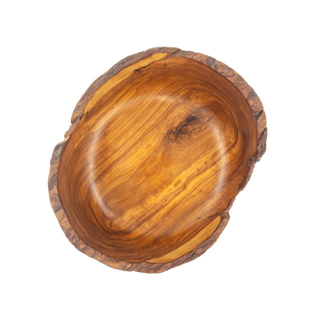 Hand-Carved Peruvian 10.75" Olive Wood With Stunning Live Edges For Sale - Image 4 of 10