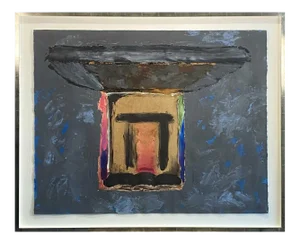 "Old Place" Contemporary Abstract Mixed-Media Painting by Trevor Bell, Framed