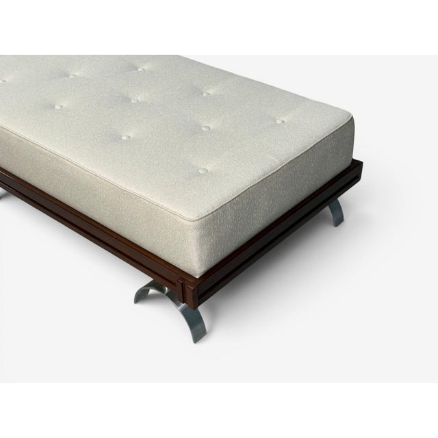 1960s Martin Borenstein, Daybed, Walnut, Steel, Beige Upholstery, Usa, 1960s For Sale - Image 5 of 12