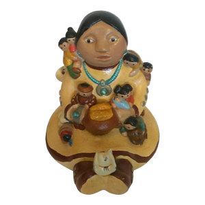 Vintage 1988 Cleo Teissedre Navajo Storyteller Southwestern Folk Art 12 Kids Dog Large 6"
