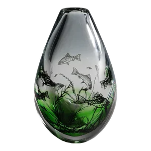 Fish Graal Vase by Edward Hald for Orrefors, Sweden Ca. 1980s