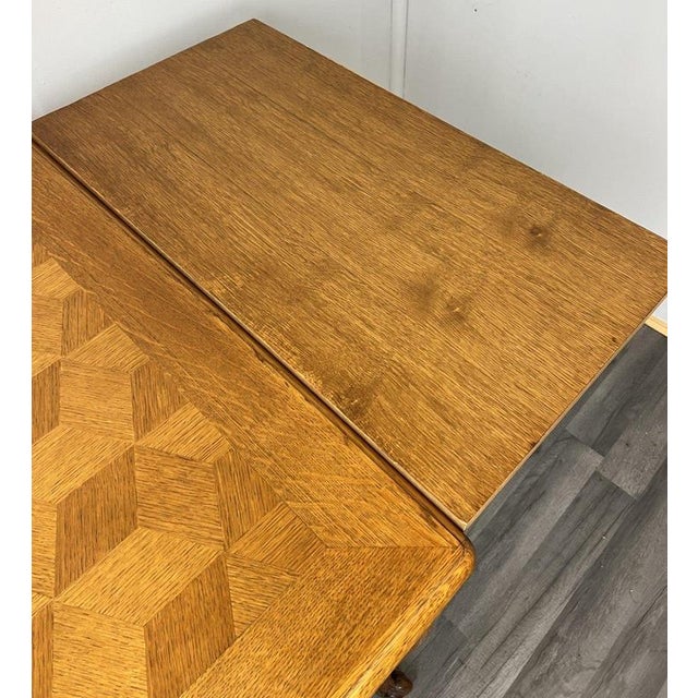 Vintage French Louis XVI Carved Oak Extendable Dining Table For Sale - Image 11 of 12