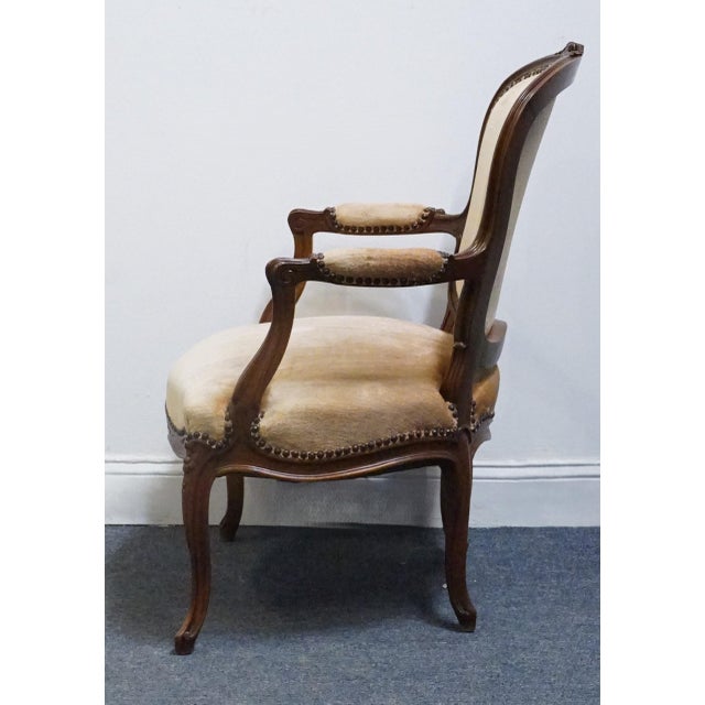 Late 20th Century High End Vintage Walnut Louis XV French Provincial Accent Arm Chair For Sale - Image 5 of 9