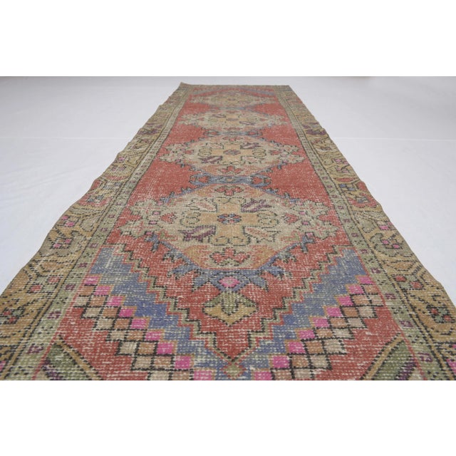 1970s 1970's Warm Vintage Turkish Hand-Knotted Hallway Runner Rug 2'9" X 9'2" For Sale - Image 5 of 13