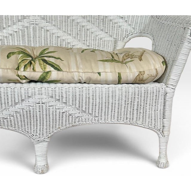 White Vintage Palm Beach Regency White Wicker Camelback Settee Loveseat For Sale - Image 8 of 18