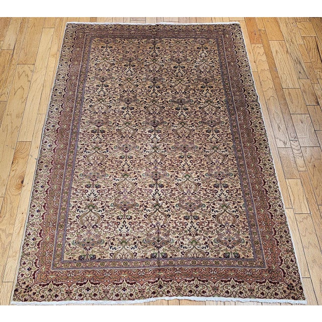 Textile Vintage Turkish Hereke Room Size Rug, Handwoven Wool, Allover Pattern, 7' x 10' For Sale - Image 7 of 15