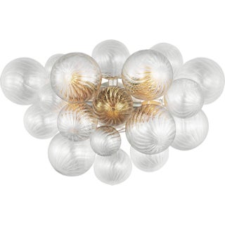 Julie Neill for Visual Comfort Signature Talia Large Sconce in Burnished Silver Leaf with Clear Swirled Glass For Sale