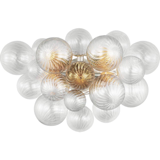 Julie Neill for Visual Comfort Signature Talia Large Sconce in Burnished Silver Leaf with Clear Swirled Glass For Sale