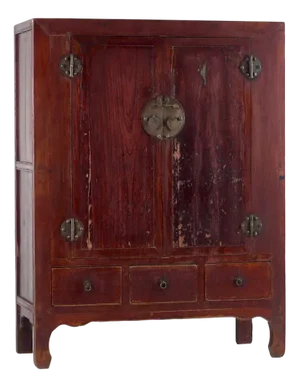 Antique Burgundy Red Wardrobe, 1900s