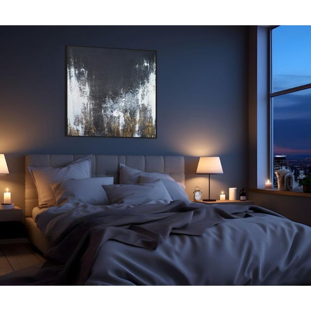 Large Modern Abstract Original Art Stretched Canvas Painting For Sale - Image 9 of 12