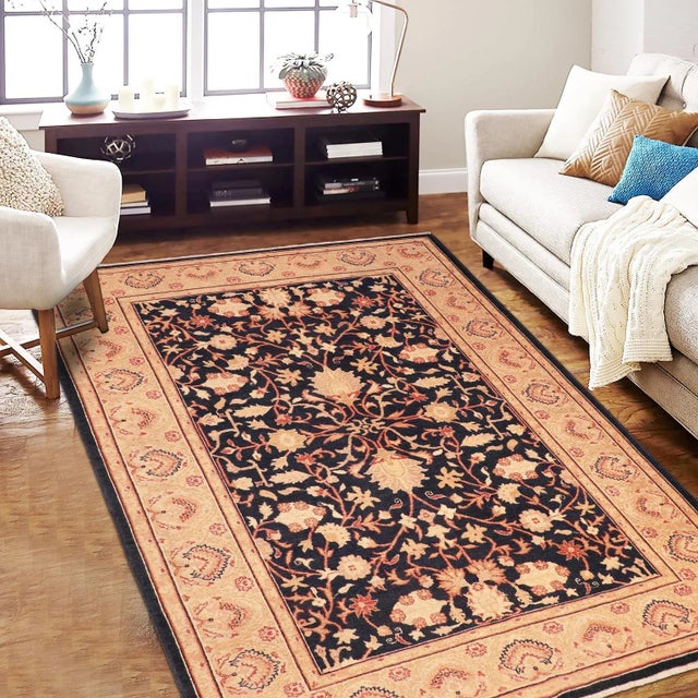 "Enhance the ambiance of your home with this magnificent Persian-influenced Turkish hand-knotted rug made by skilled...