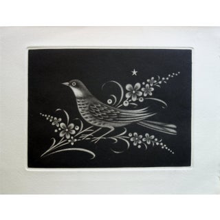 Kiyoshi Hasegawa, Bird on a Flower of Light, Original Engraving For Sale
