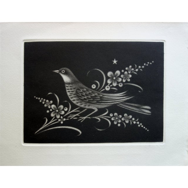 Kiyoshi Hasegawa, Bird on a Flower of Light, Original Engraving For Sale