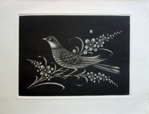 Kiyoshi Hasegawa, Bird on a Flower of Light, Original Engraving