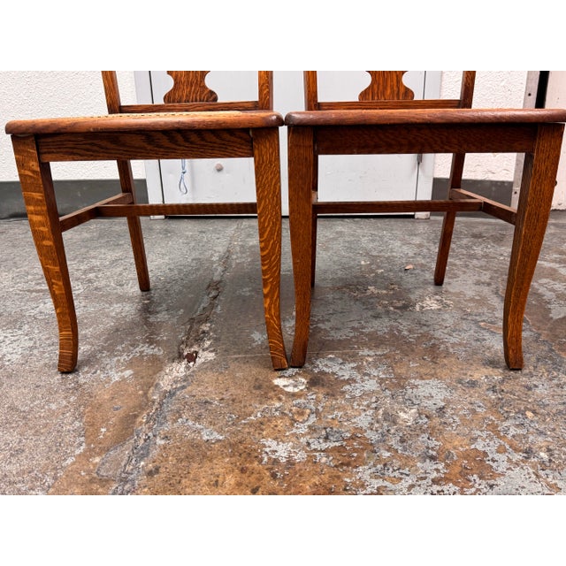 Limbert Style Oak Cane Side Chairs, Vintage Pair For Sale - Image 9 of 12