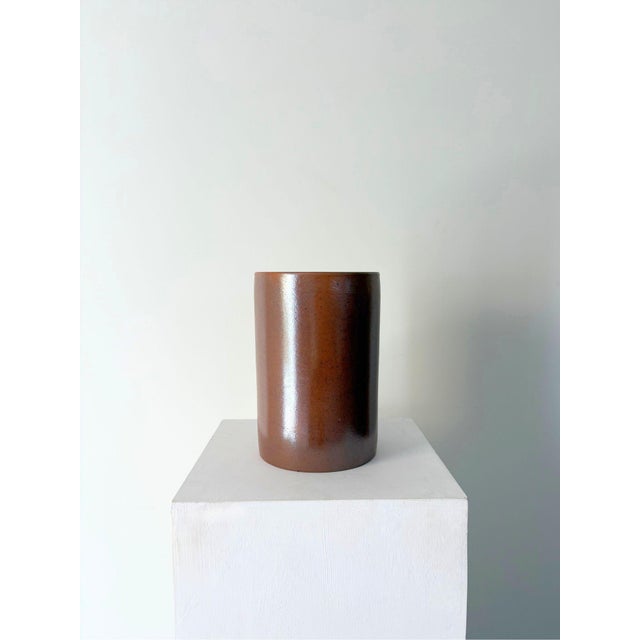 An extra large French earthenware vessel in a purist minimalist design. This oversized vase is a mid 20th century piece...