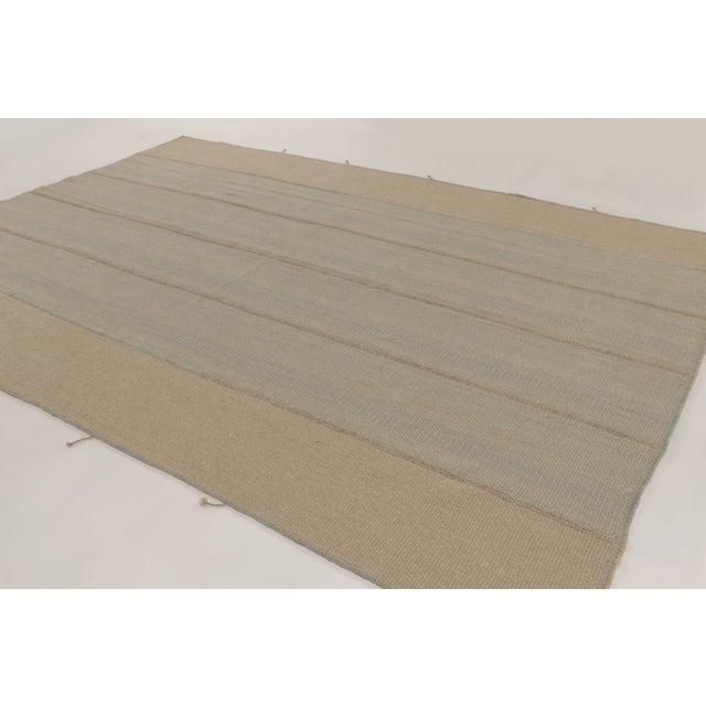 Traditional Rug & Kilim’s Contemporary Kilim With Tonal Brown and Ice Blue Stripes For Sale - Image 3 of 9