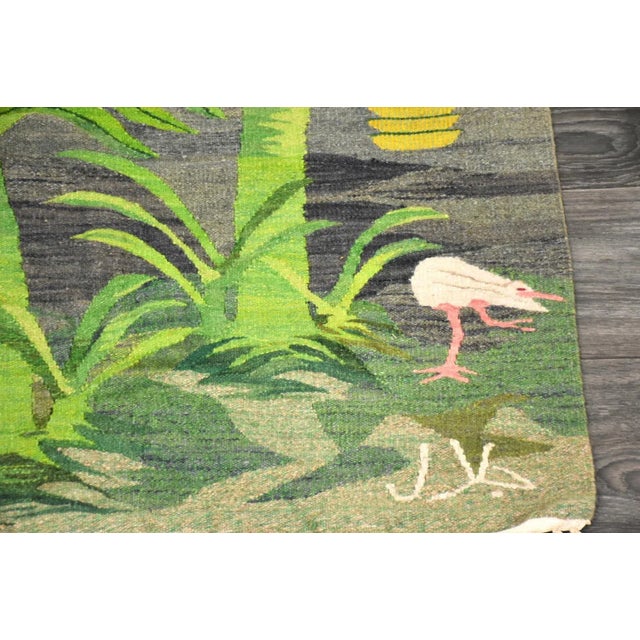 Textile Mid Century Modern Egret Flat Weave Kilim Rug For Sale - Image 7 of 8