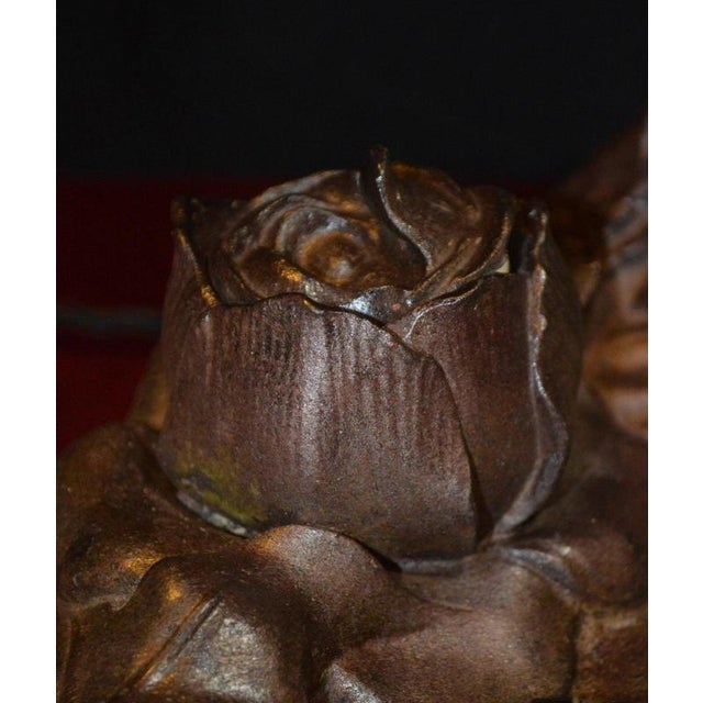 Art Nouveau French Figural Bronze Desk Lamp & Inkstand from Louis Cahuzac, 1920 For Sale - Image 14 of 18