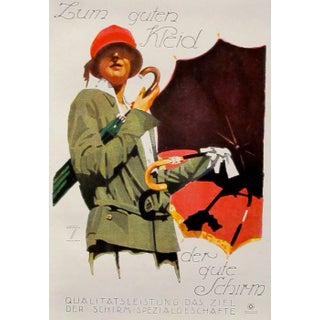 Original 1927 Lithographic Mini Poster - Umbrella For Sale