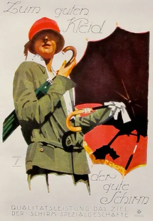 Original 1927 Lithographic Mini Poster - Umbrella