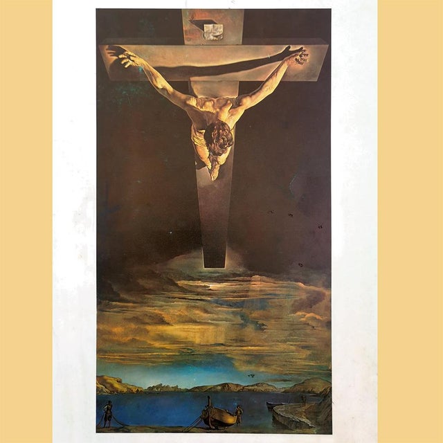 Contemporary 1952 50s Salvador Dali Christ of Saint John of the Cross Vintage Art Print Poster Offset Lithography the Glasgow Art Gallery England For Sale - Image 3 of 8