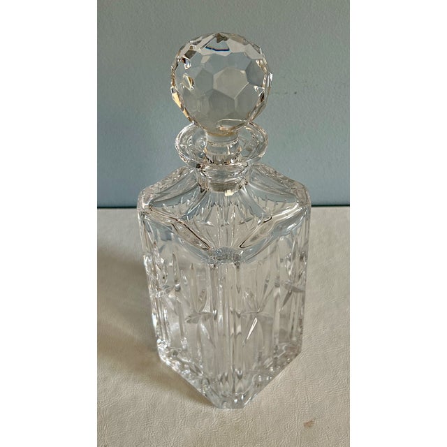 Vintage Atlantis Square Lead Crystal Decanter With Faceted Stopper, 10” For Sale - Image 13 of 13