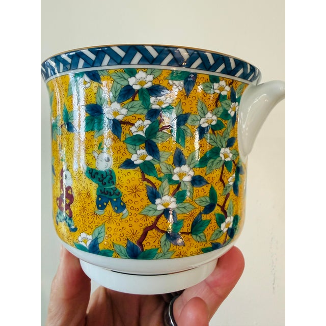 Yellow Vintage Windsor Takahashi Hand Decorated Cachepot Planter San Francisco Japan For Sale - Image 8 of 8