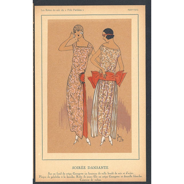 Art Deco 1922 Set of 2- French Art Deco Fashion Pochoirs For Sale - Image 3 of 9