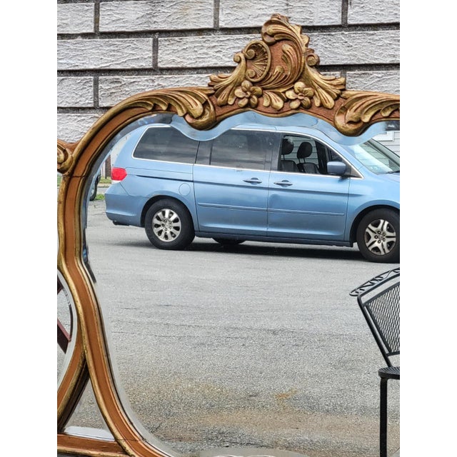 1920 Louis XV Style Triple Gilded Wall Mirror Gold Rococo Accent For Sale - Image 12 of 17
