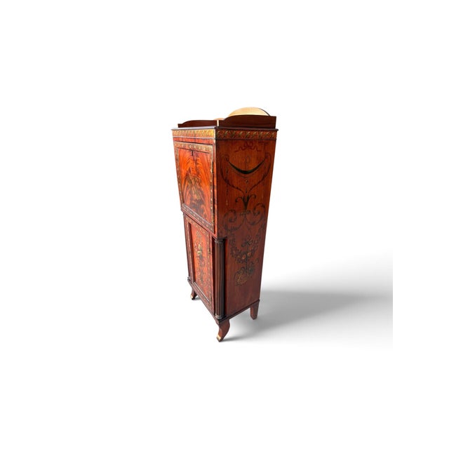 Pair of English Adam Revival Hand-Painted Satinwood Pedestal Cabinets For Sale In Los Angeles - Image 6 of 11