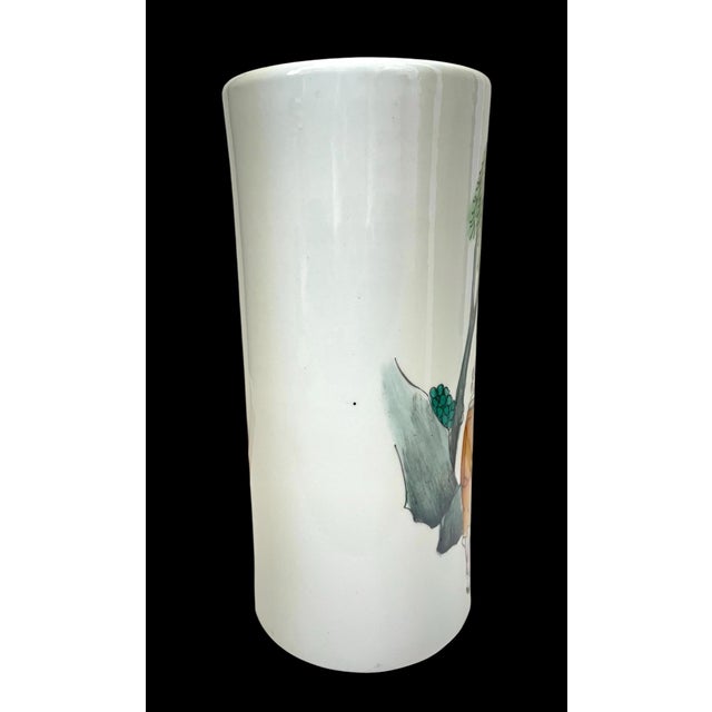 Early 20th Century Vintage Chinese Porcelain Hat Stand / Brush Pot / Vase. 20th Century. 11”. Signed For Sale - Image 5 of 7