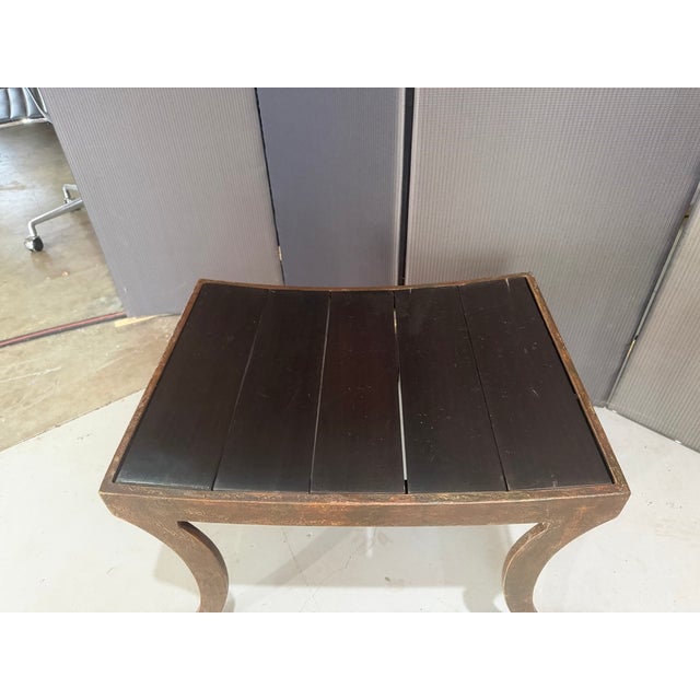 Classical Roman Cast Bronze Sabre Leg Bench W. Wood Seat For Sale - Image 3 of 8