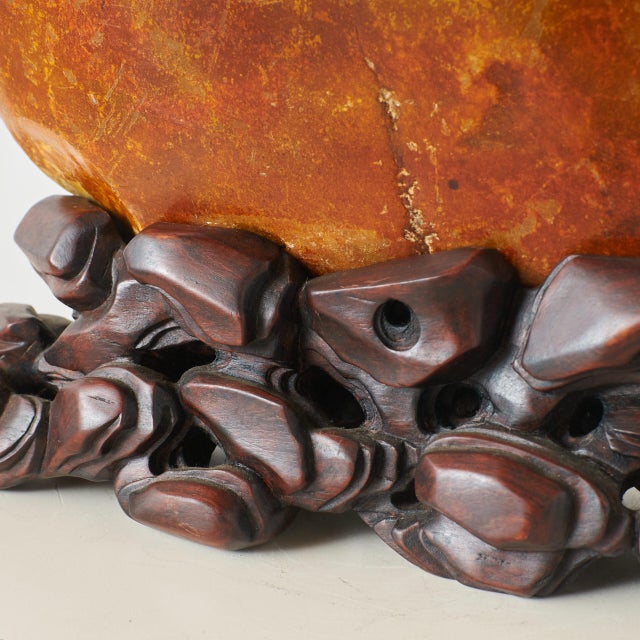 Hetian Jade Boulder on Carved Wooden Stand For Sale In San Francisco - Image 6 of 8