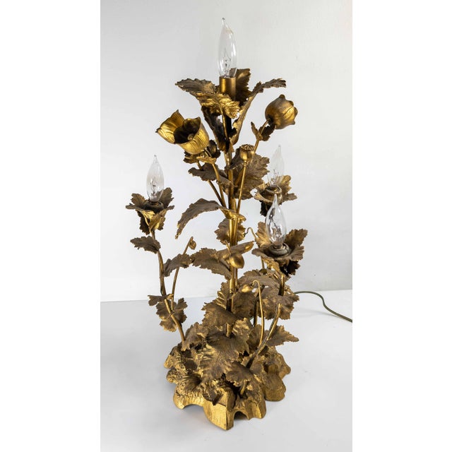 We are selling this great 19th Century Brass floral sculpture that has been electrified. This simple brass sculpture with...