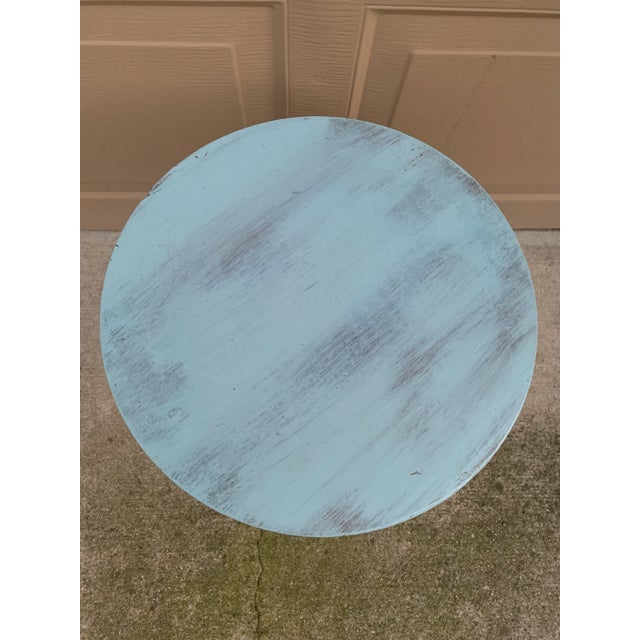 Wood Antique French Country Round Painted Walnut Side Table, Early 20th Century For Sale - Image 7 of 10
