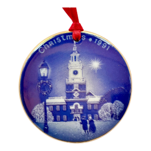 Vintage Bing & Grøndahl Ornament "Independence Hall" From the "Chirstmas in America" Limited Edition - Blue White Porcelain