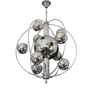Mid-Century Modern Italian Space Age Chrome Chandelier from Reggiani, 1960 For Sale