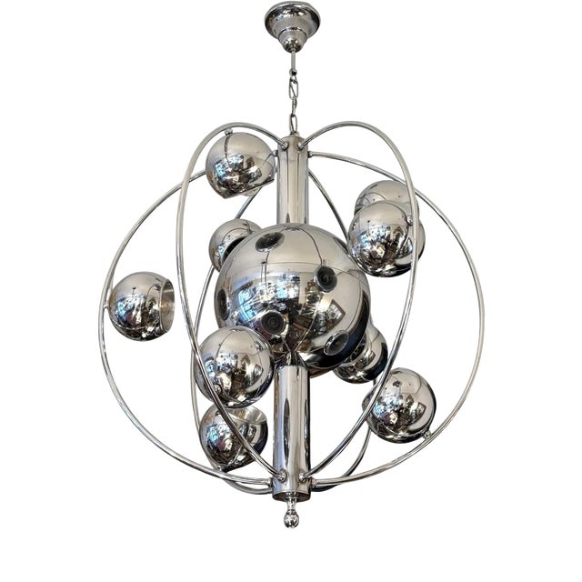 Mid-Century Modern Italian Space Age Chrome Chandelier from Reggiani, 1960 For Sale