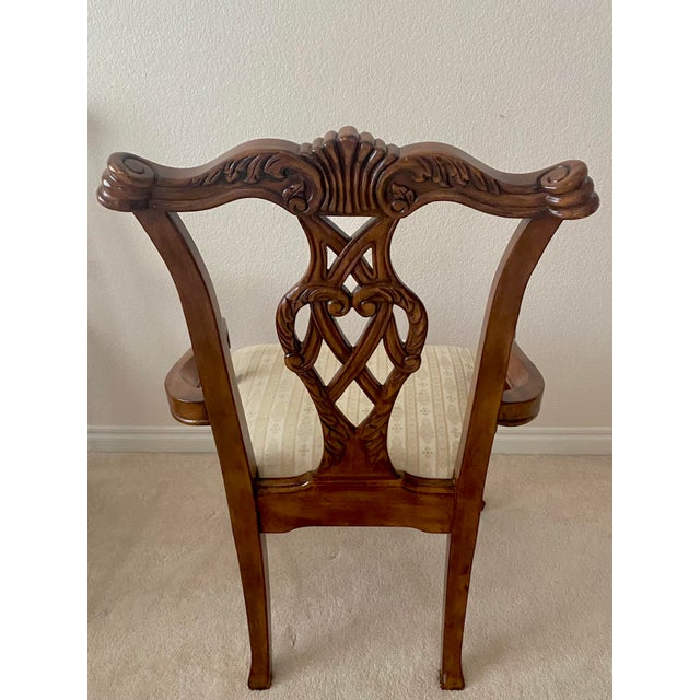 Regency House Chippendale Carved Kensington Hall Vintage Set of Four Arm Chairs Dining/Accent Excellent Condition For Sale - Image 12 of 18