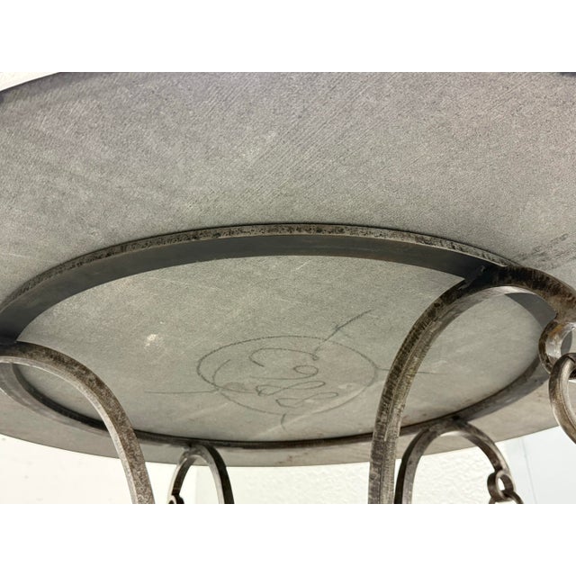 Circa 2004 Directorie Round Iron + Marble Top Table For Sale - Image 12 of 12