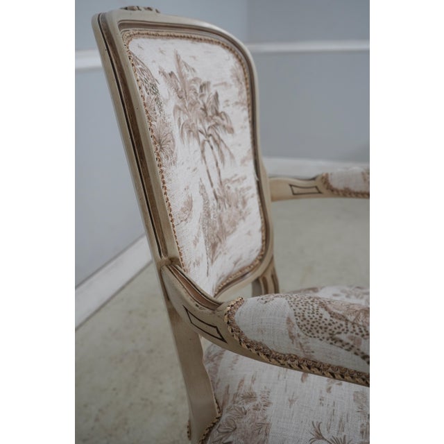 Pair of Safari Print French Louis XV Style Armchairs For Sale In Philadelphia - Image 6 of 18