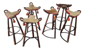 Vintage Brutalist Marbella Stools attributed to Sergio Rodrigues, 1970s, Set of 6