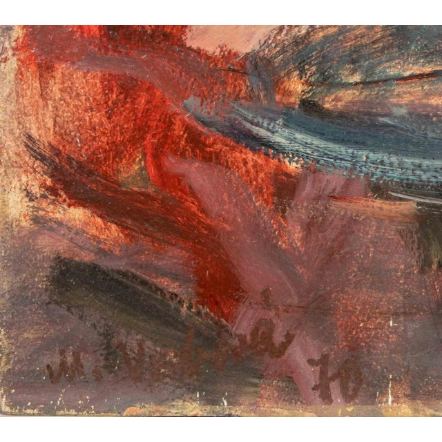 Oil Painting on plywood realized by Miloslava Vrbova (1909-1991) in the mid-20th Century. Good condition. This piece is...