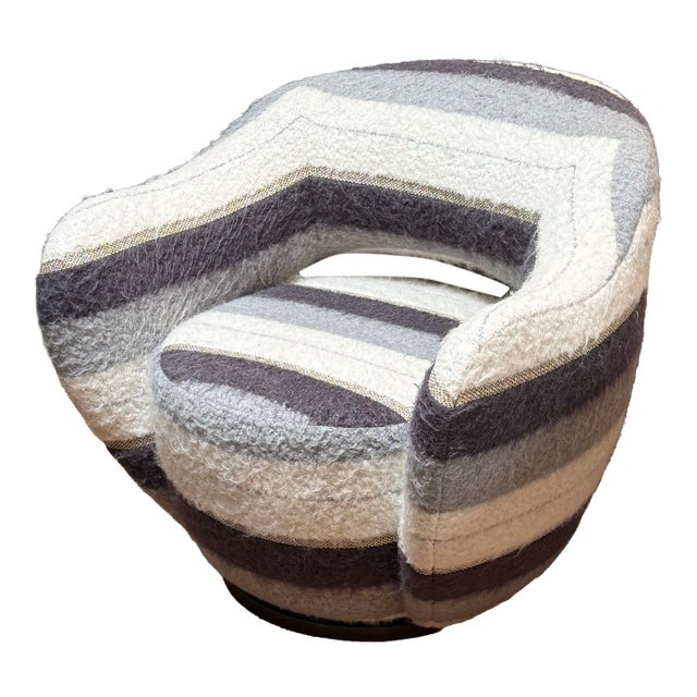 Sheepskin Stripe Swivel Chair For Sale