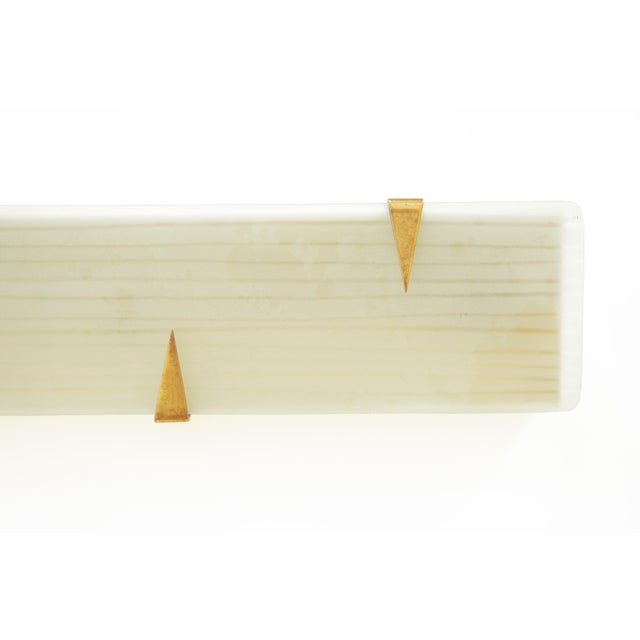 Vintage French Wall Sconce Sliding Sandblasted Ribbed Glass and Brass from Maison Arlus For Sale - Image 4 of 15