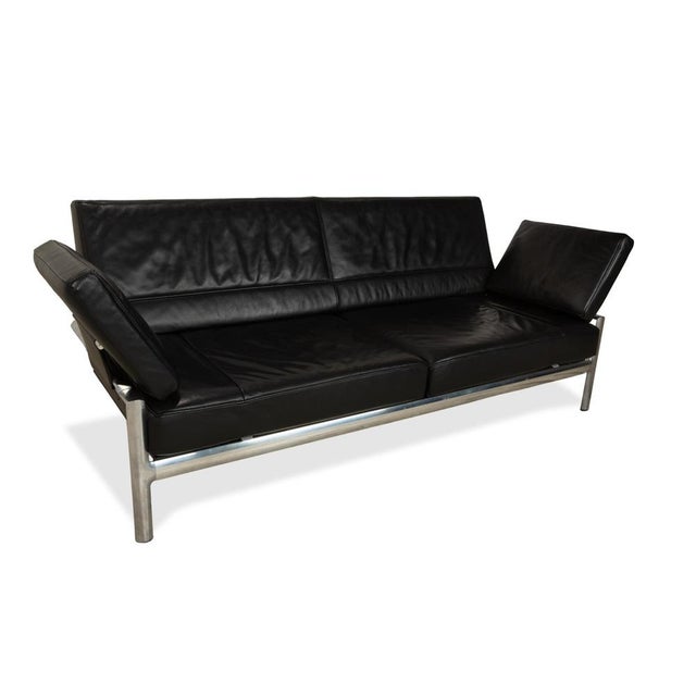 Black Leather Two-Seater Armchair Black Sofas with Manual Function from Jori, Set of 2 For Sale - Image 5 of 18